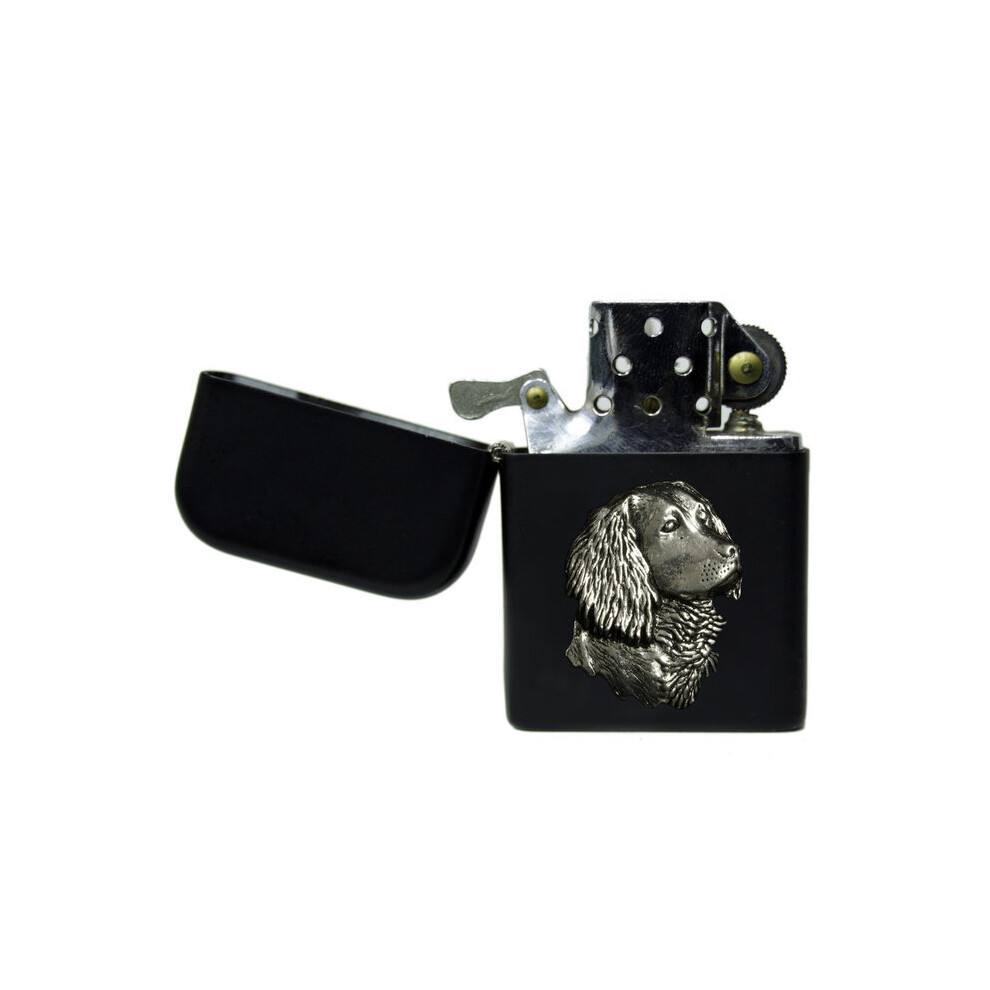 Knight Springer Spaniel Matte Black Stormproof Petrol Lighter