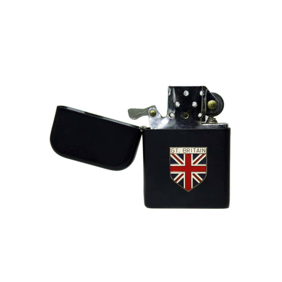 Knight Black Great Britain Union Jack Matte Stormproof Petrol Lighter