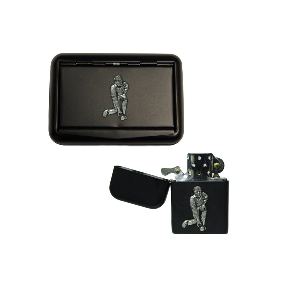 Knight Black Bowling Matte Tobacco Tin And Stormproof Petrol Lighter
