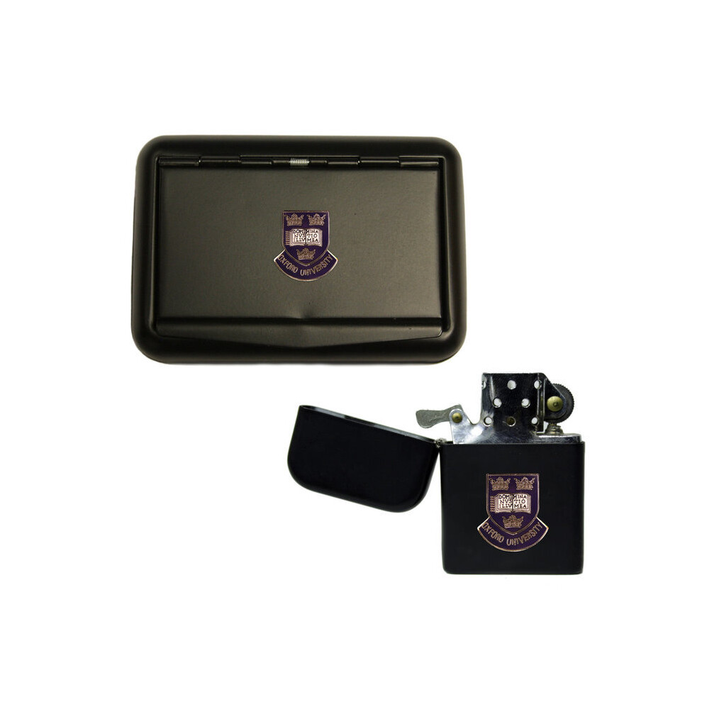 Knight Black Oxford University Matte Tobacco Tin And Stormproof Petrol Lighter