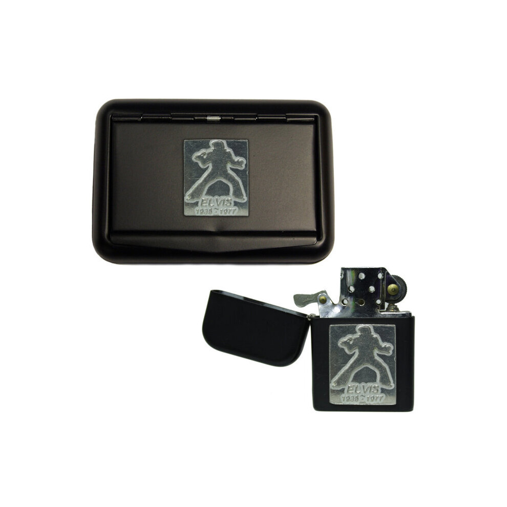 Knight Black Elvis Matte Tobacco Tin And Stormproof Petrol Lighter