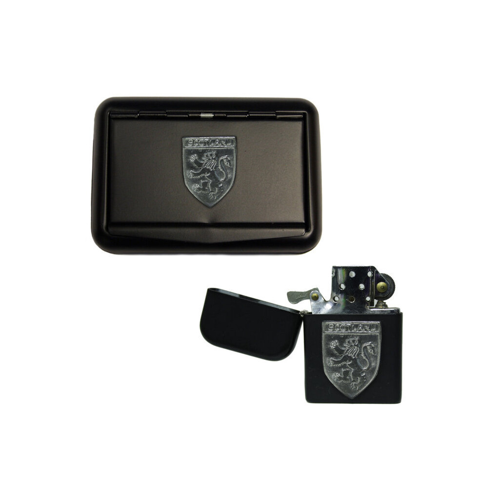 Knight Black Scotland Matte Tobacco Tin And Stormproof Petrol Lighter