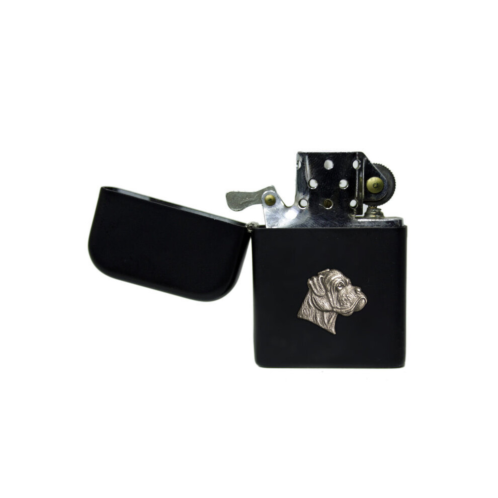Knight Black Boxer Dog Matte Stormproof Petrol Lighter