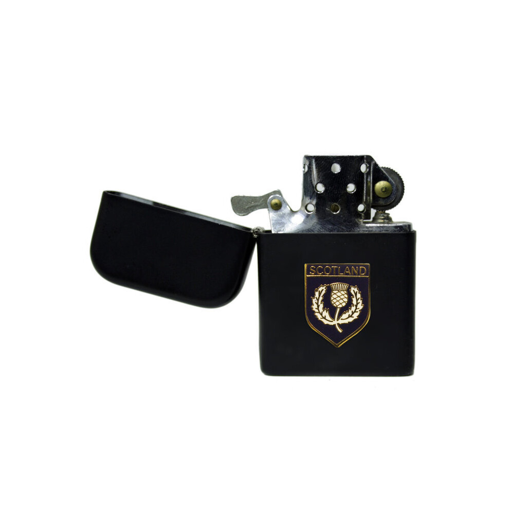 Knight Black Scottish Thistle Matte Stormproof Petrol Lighter