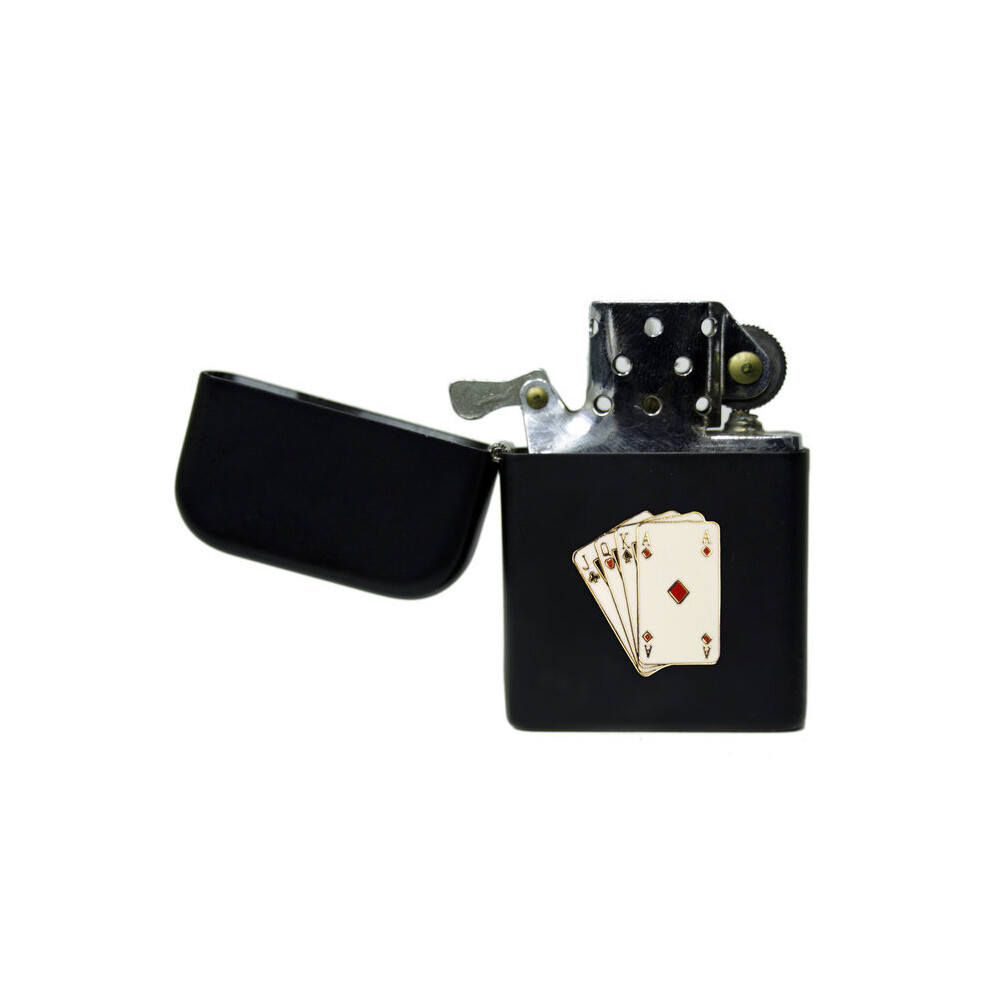 Knight Black Poker Playing Cards Matte Stormproof Petrol Lighter