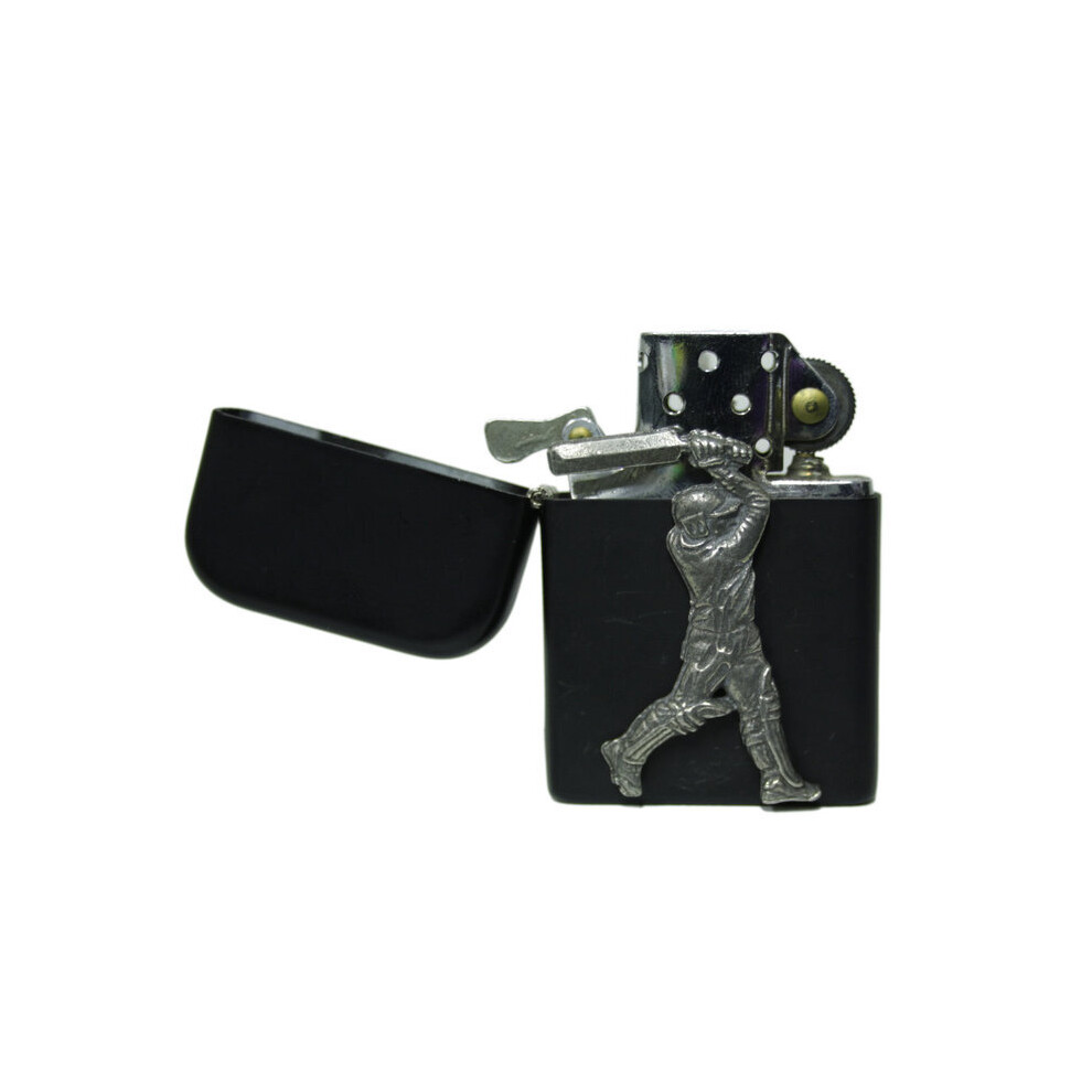 Knight Black Cricket Matte Stormproof Petrol Lighter