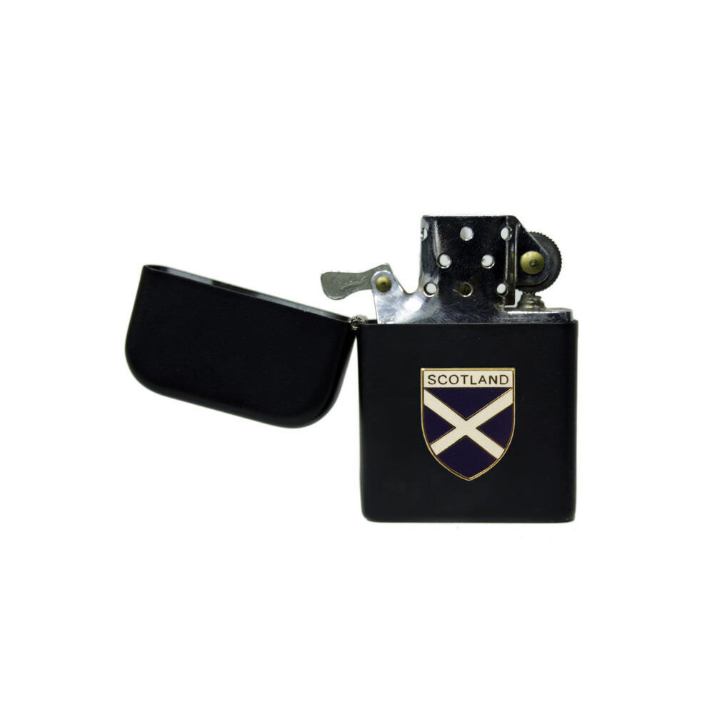 Knight Black Scotland St Andrew's Cross Matte Stormproof Petrol Lighter
