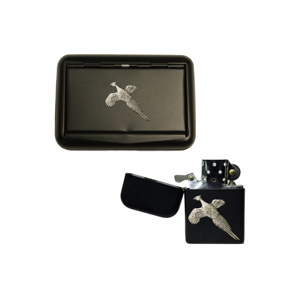 Knight Black Pheasant Matte Tobacco Tin And Stormproof Petrol Lighter