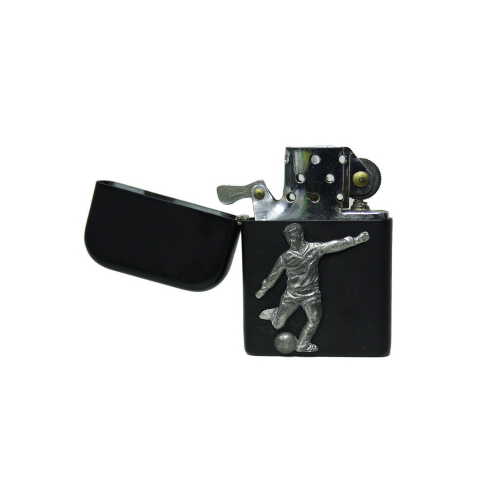 Knight Black Footballer Matte Stormproof Petrol Lighter