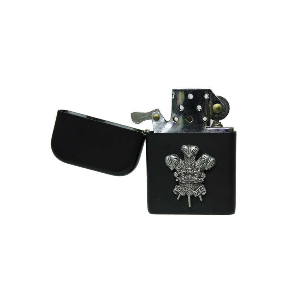 Knight Black Welsh Feathers Matte Stormproof Petrol Lighter