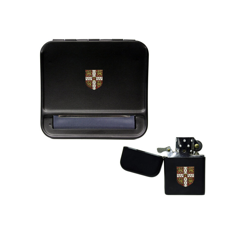 Knight Black Cambridge University Cigarette Rolling Machine And Stormproof Petrol Lighter