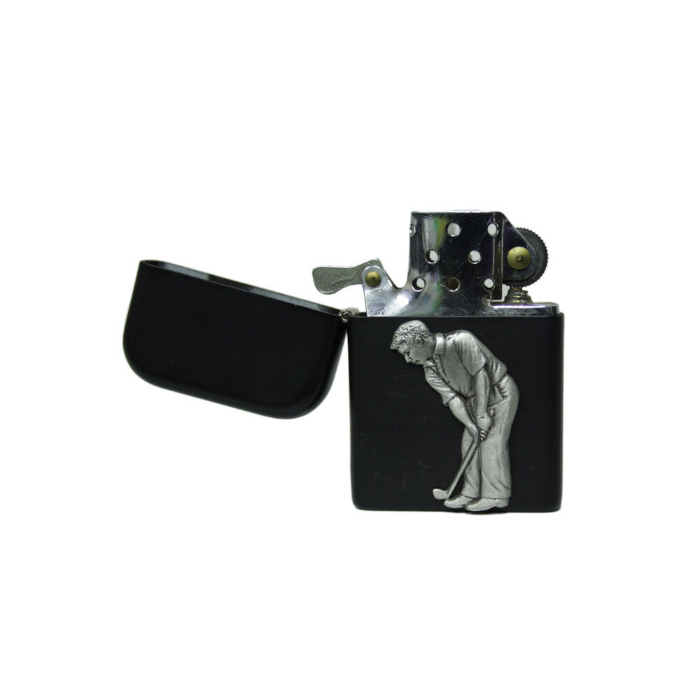 Knight Black Golfer Matte Stormproof Petrol Lighter