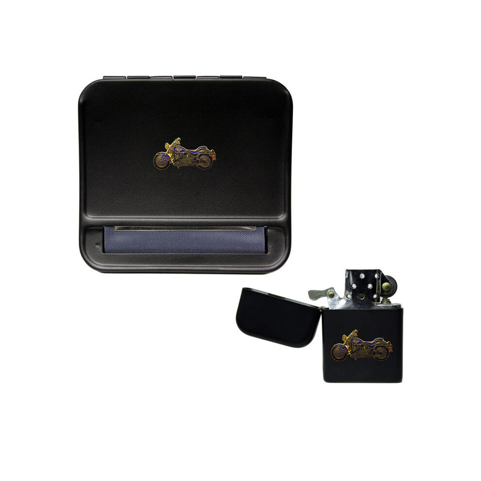 Knight Harley Davidson Motorcycle Cigarette Rolling Machine And Stormproof Petrol Lighter