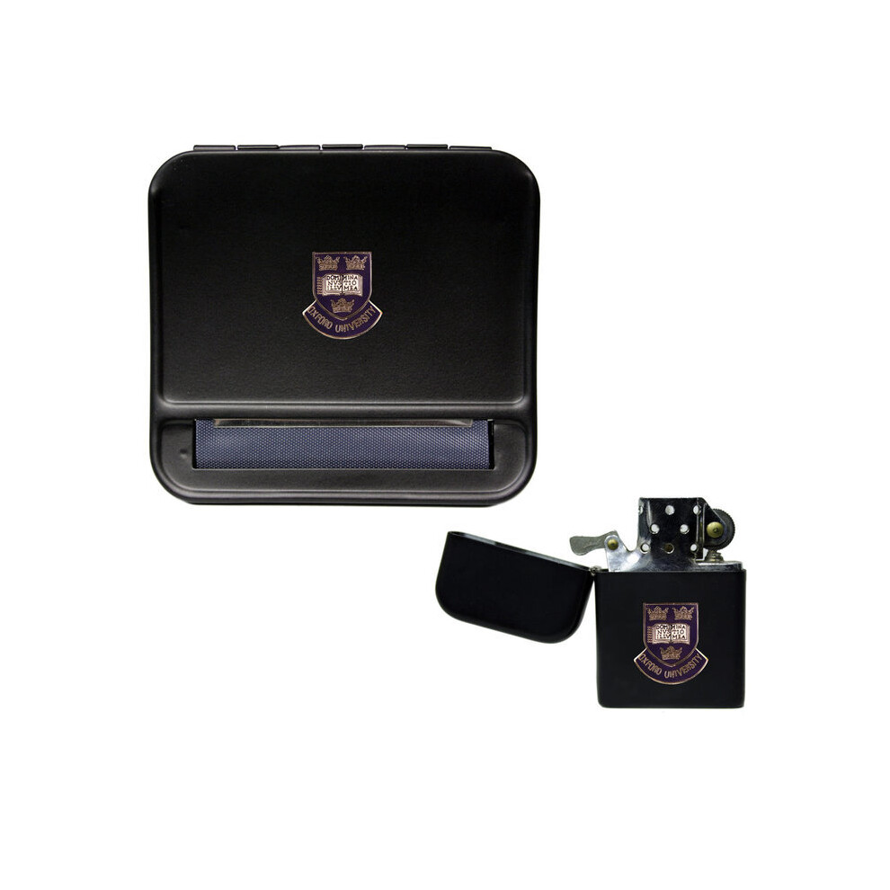 Knight Black Oxford University Cigarette Rolling Machine And Stormproof Petrol Lighter