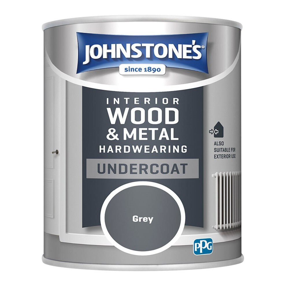 Johnstones Interior Wood & Metal Hearwearing Undercoat Paint 750ml Grey