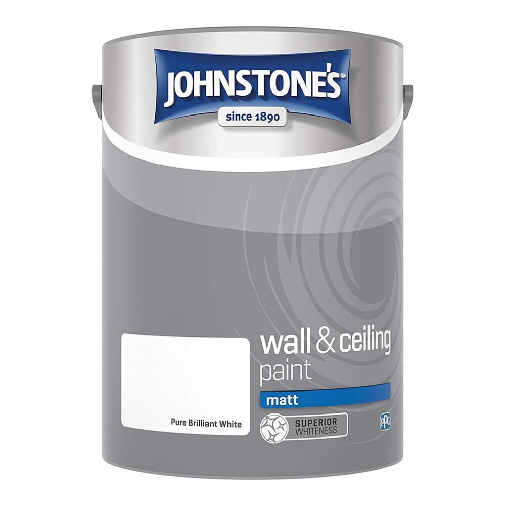 Johnstone's Wall & Ceiling Matt Emulsion Paint 5L Pure Brilliant White