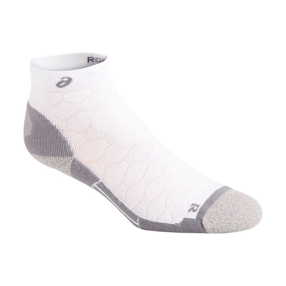 (6-8.5) Asics Road Running Quarter Length Performance Sock - White - 1 Pair