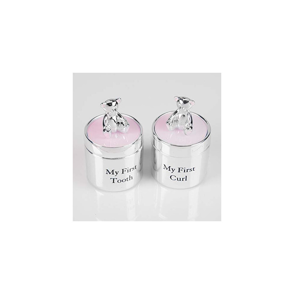 Bambino Silver Plated First Tooth & Curl Box Set - Pink