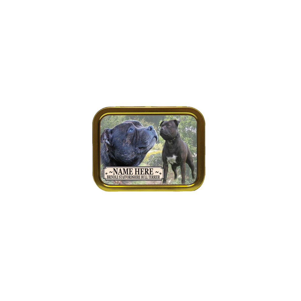 Personalised Gift Products Personalised Brindle Staffordshire Bull Terrier Dog Breed Tobacco Tin Gift & Smoking Products