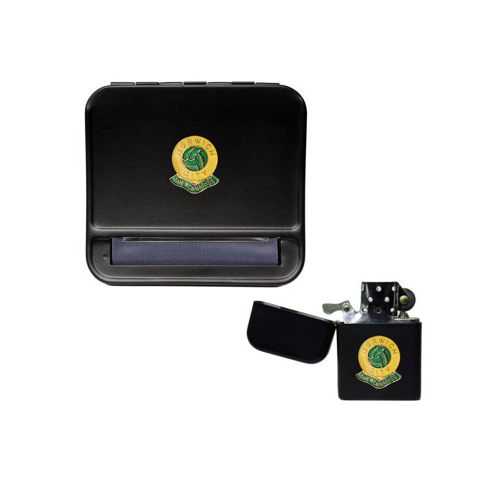 Knight Norwich City Football Club Cigarette Rolling Machine And Storproof Petrol Lighter