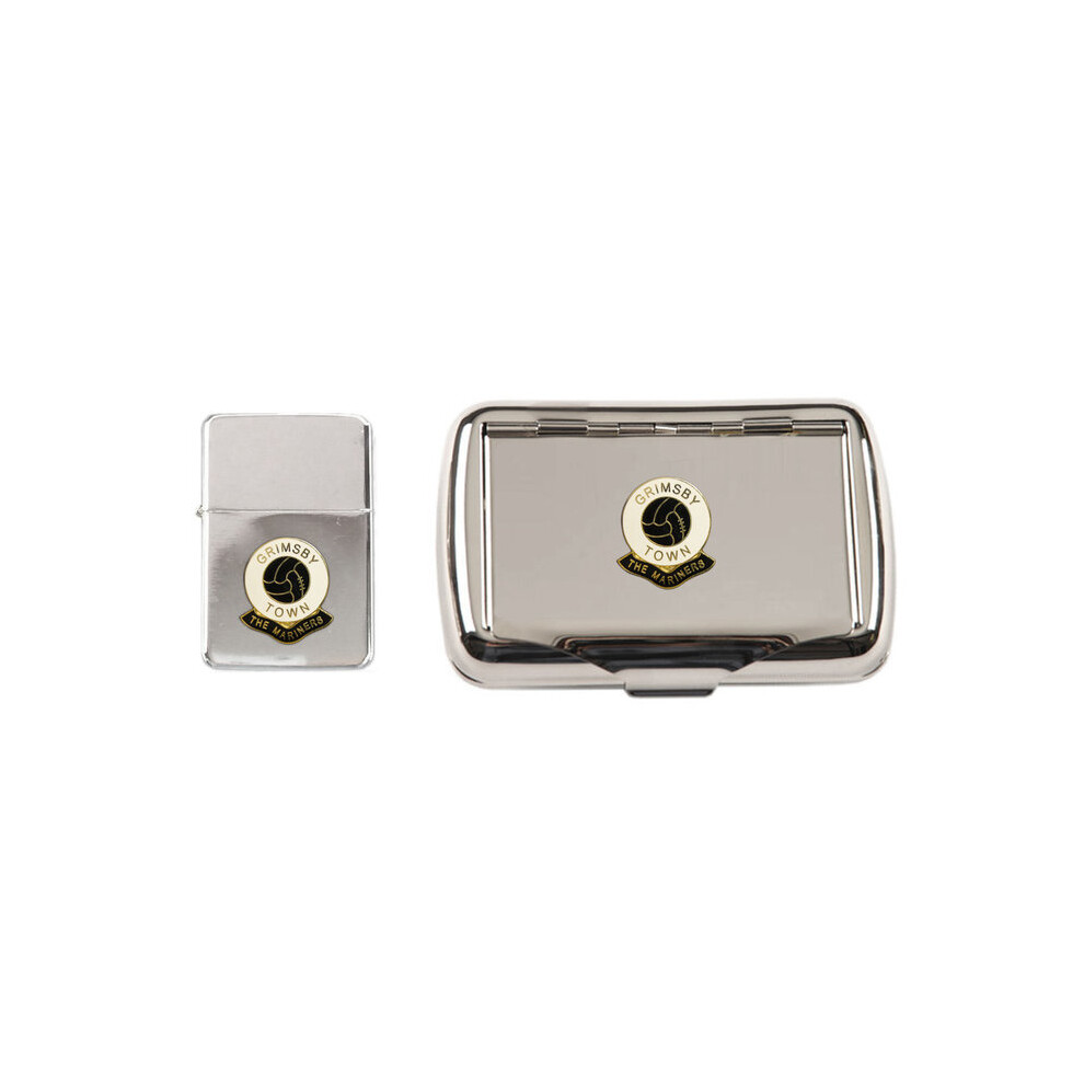 Knight Grimsby Town Football Club Polished Chrome Tobacco Tin And Stormproof Petrol Lighter