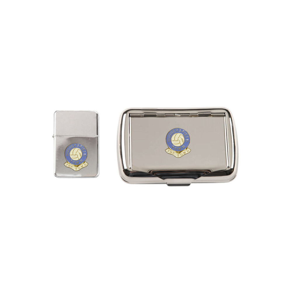 Knight Huddersfield Town Football Club Polished Chrome Tobacco Tin And Stormproof Petrol Lighter