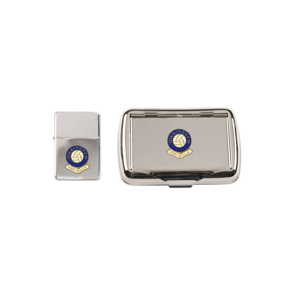 Knight Gillingham Football Club Polished Chrome Tobacco Tin And Stormproof Petrol Lighter