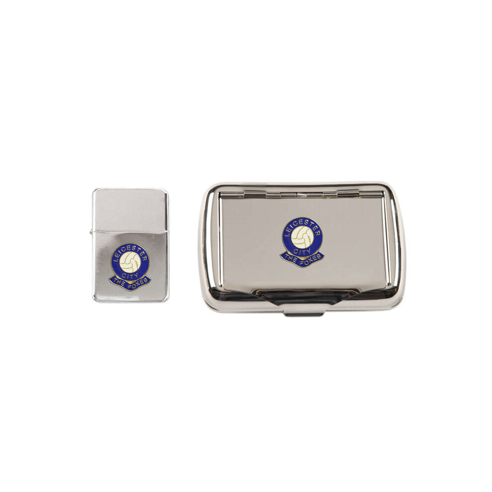 Knight Leicester City Football Club Polished Chrome Tobacco Tin And Stormproof Petrol Lighter