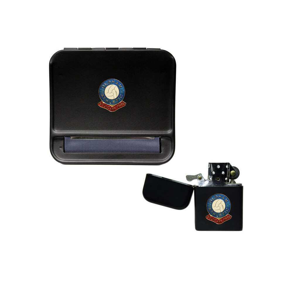 Knight Black Oldham Athletic Football Club Cigarette Rolling Machine And Storproof Petrol Lighter