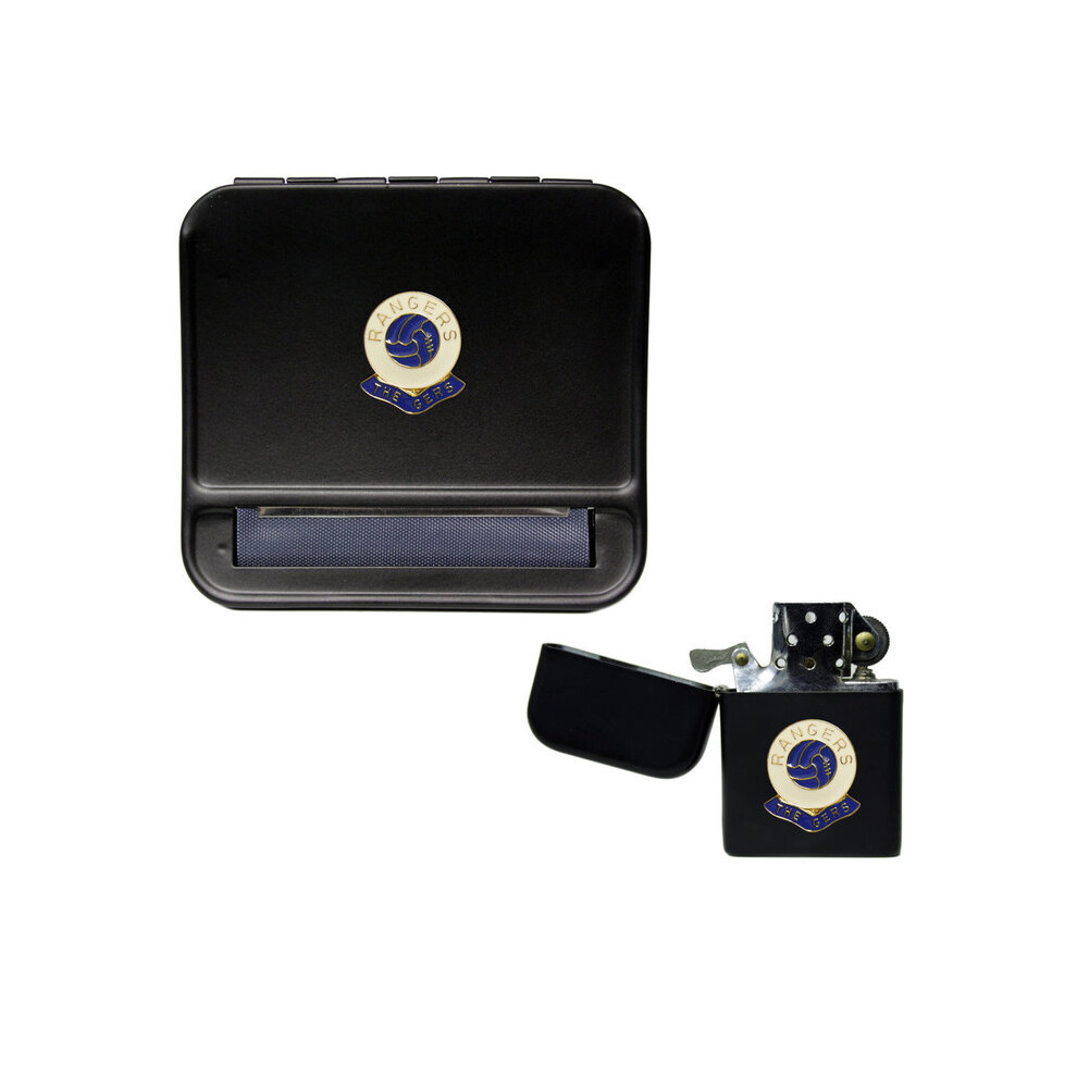 Knight Black Glasgow Rangers Football Club Cigarette Rolling Machine And Storproof Petrol Lighter