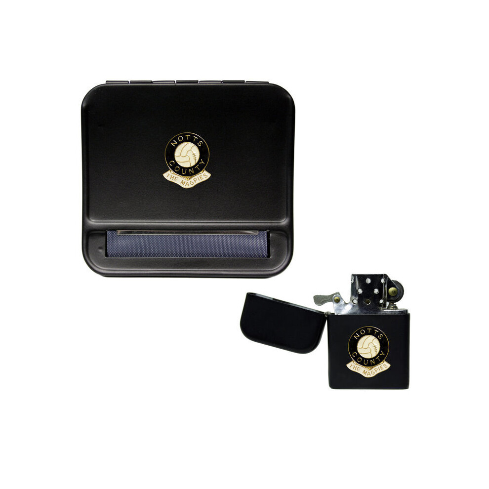 Knight Black Notts County Football Club Cigarette Rolling Machine And Storproof Petrol Lighter