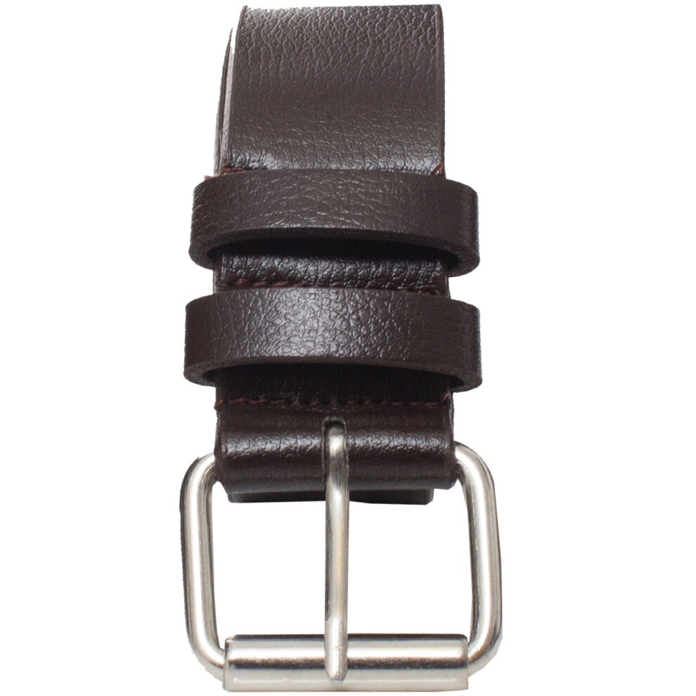 Kruze (Brown, 2XL) New Mens Pu Leather Belts Buckle Belt For Jeans Big Tall King Sizes