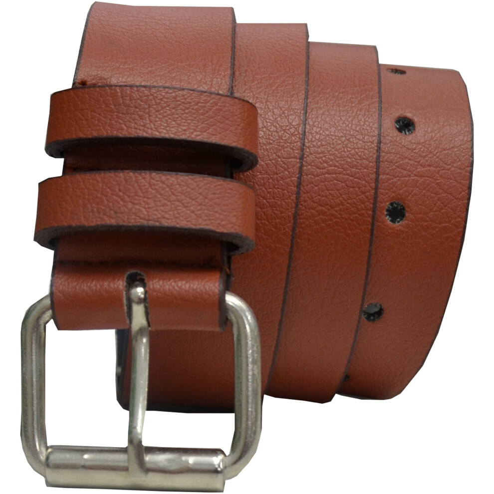 (Tan, XL) Kruze New Mens PU Leather Belts Buckle Belt For Jeans Big Tall King Sizes