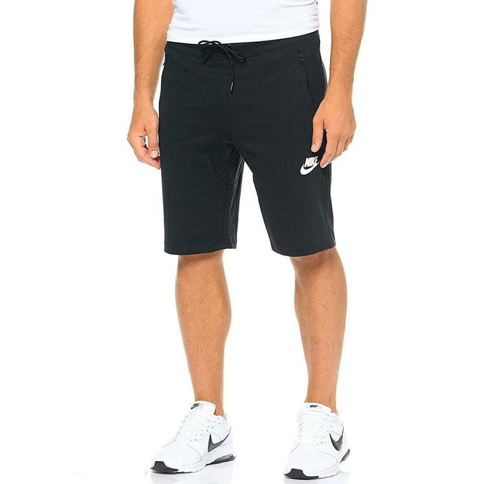 (Nike Fleece Shorts Black L) Nike Mens Fleece AV15 Shorts Gym Sports Sweat