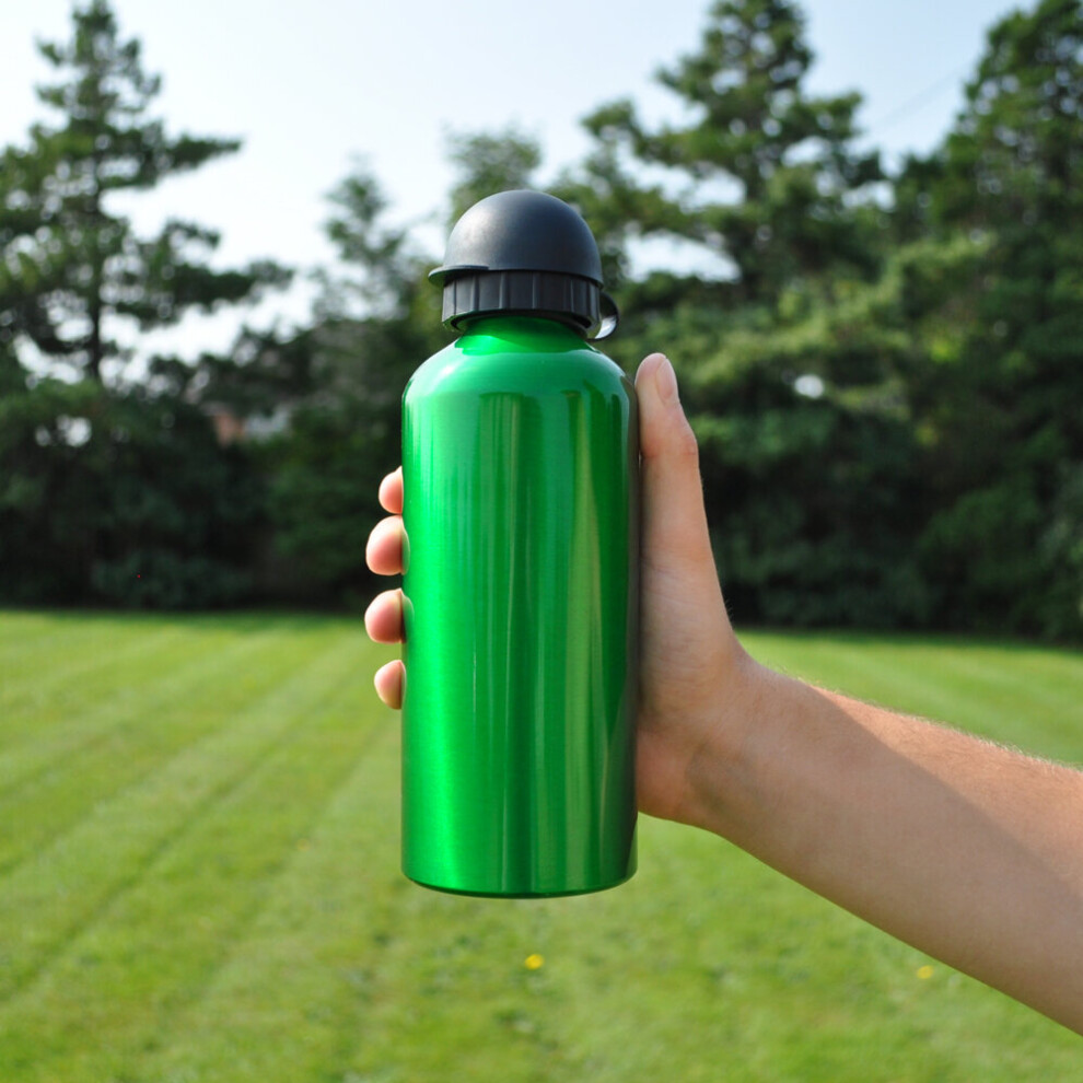 (Green) Kids Water Bottle 650ml Metal Drinks School Straw