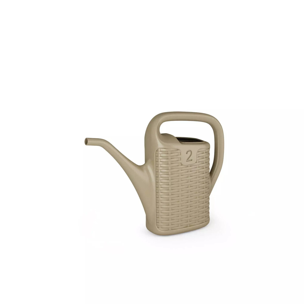 (Beige , 2 Litre) Plastic Rattan Watering Can Garden