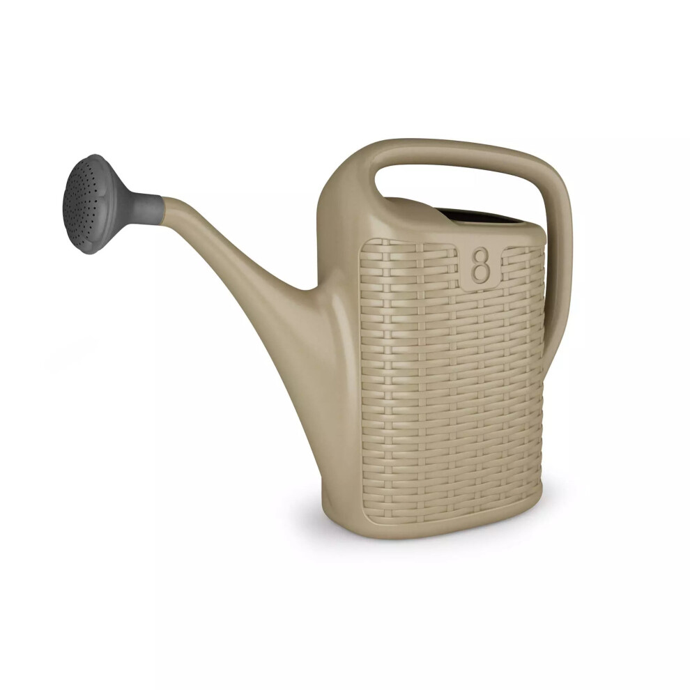 (Beige , 8 Litre) Plastic Rattan Watering Can Garden