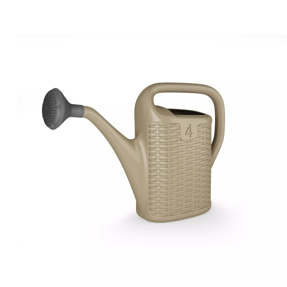 (Beige , 4 Litre) Plastic Rattan Watering Can Garden