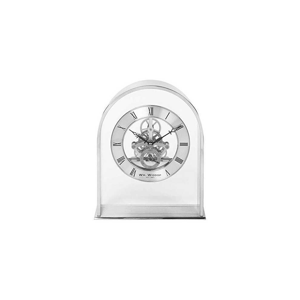 Silver Arch Mantel Clock with Skeleton Mvmnt