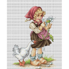 Girl With Goose Counted Cross Stitch Kit In The Style Of Mabel Lucy Atwell