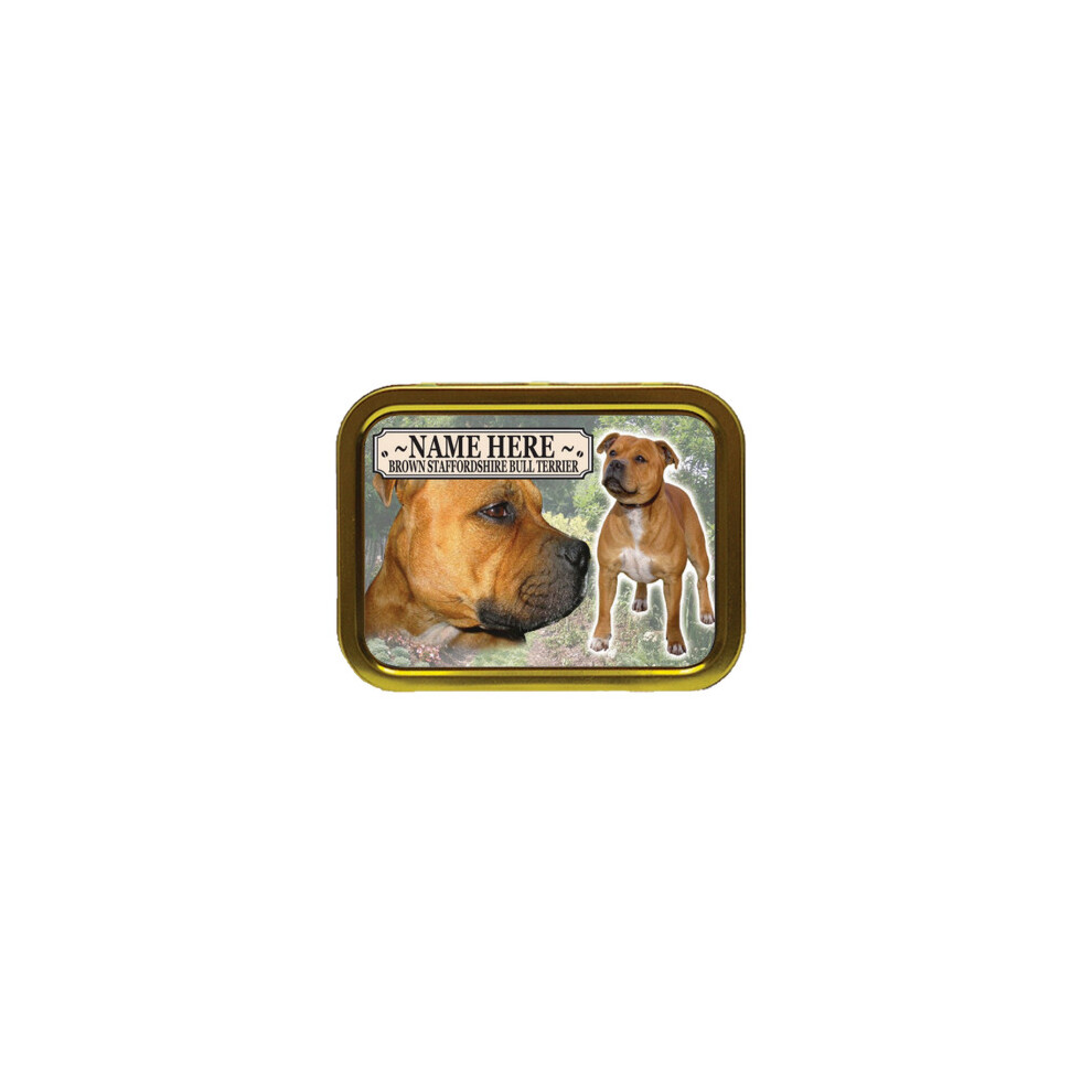 Personalised Gift Products Personalised Brown Staffordshire Bull Terrier Dog Breed Tobacco Tin Gift & Smoking Products