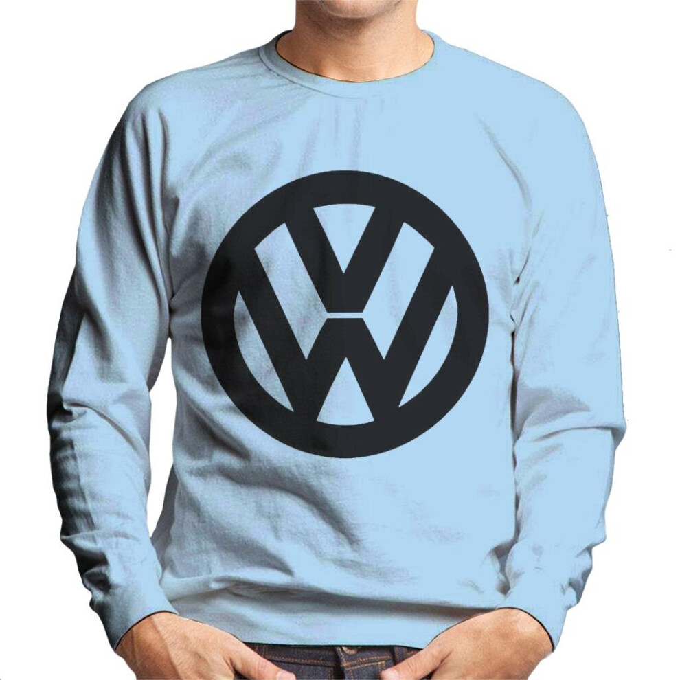 (M, Sky Blue) Volkswagen Classic Black VW Logo Men's Sweatshirt