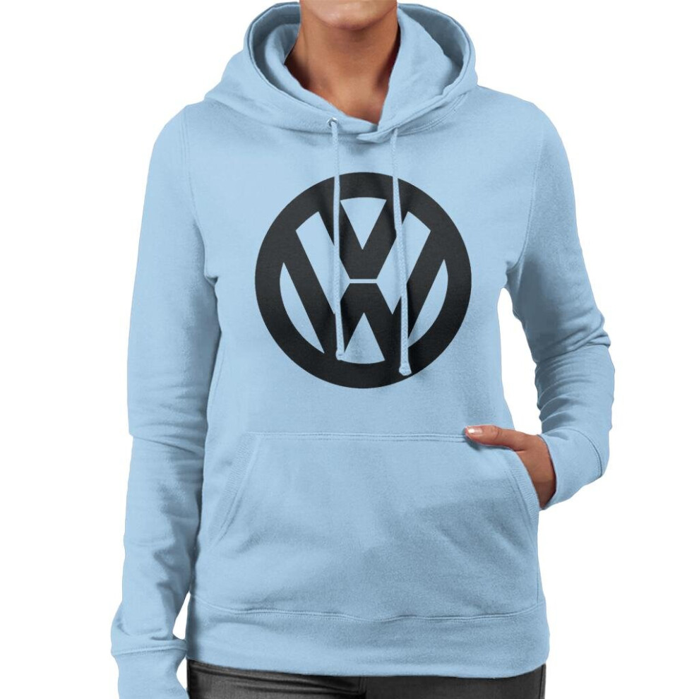 (2XL, Sky Blue) Volkswagen Black VW Classic Logo Women's Hooded Sweatshirt