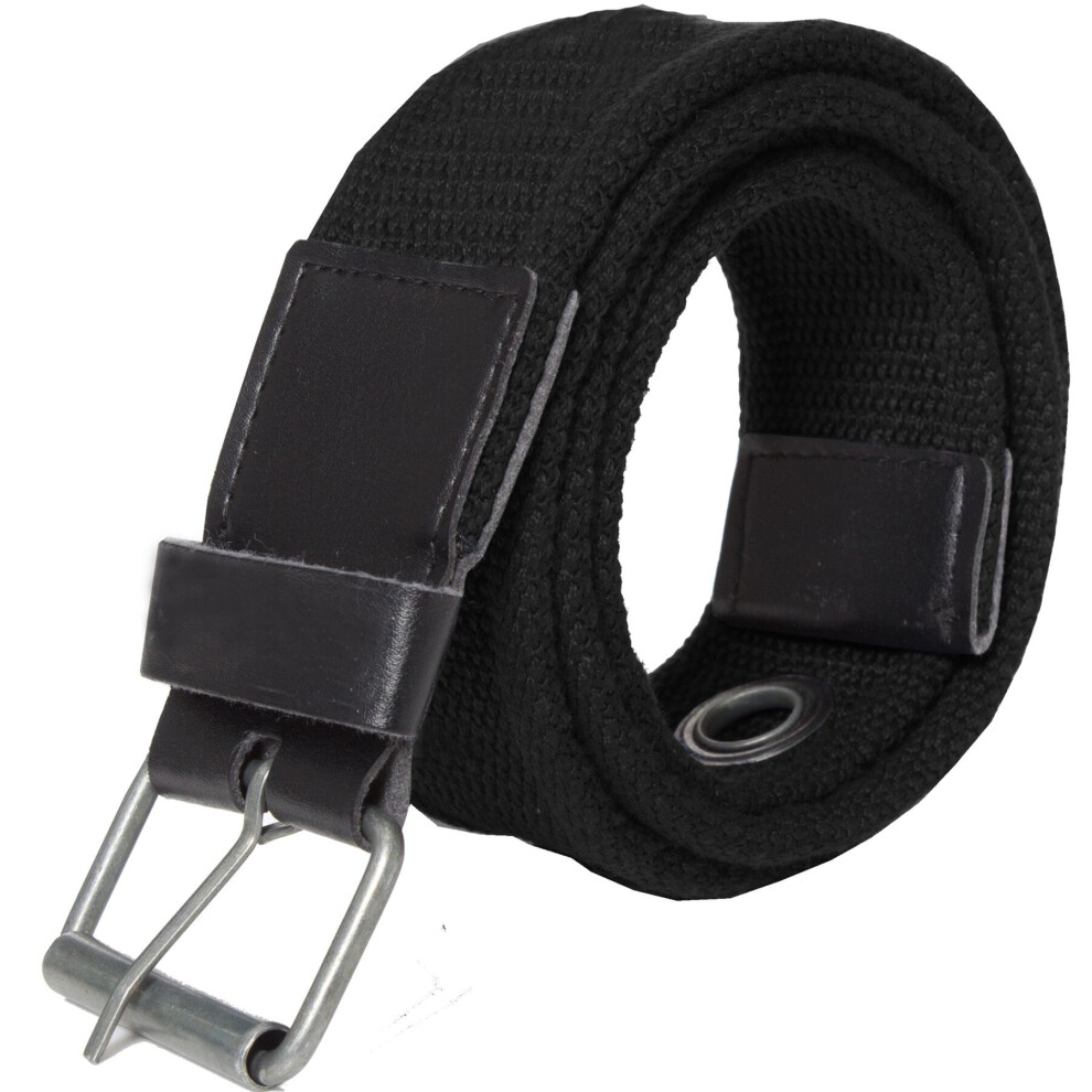 (Black, S) Kruze Mens Designer Canvas Belt For Jeans Big Tall King Sizes