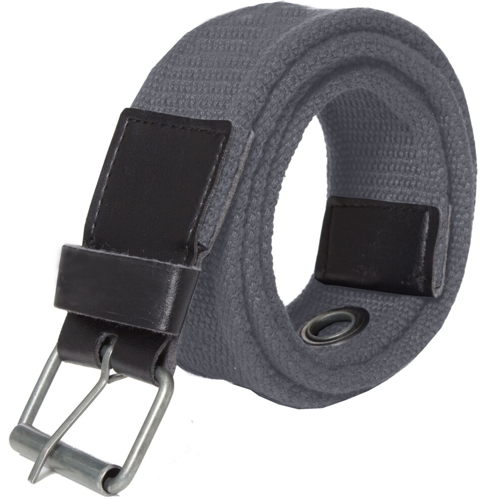 (Grey, 2XL) Kruze Mens Designer Canvas Belt For Jeans Big Tall King Sizes