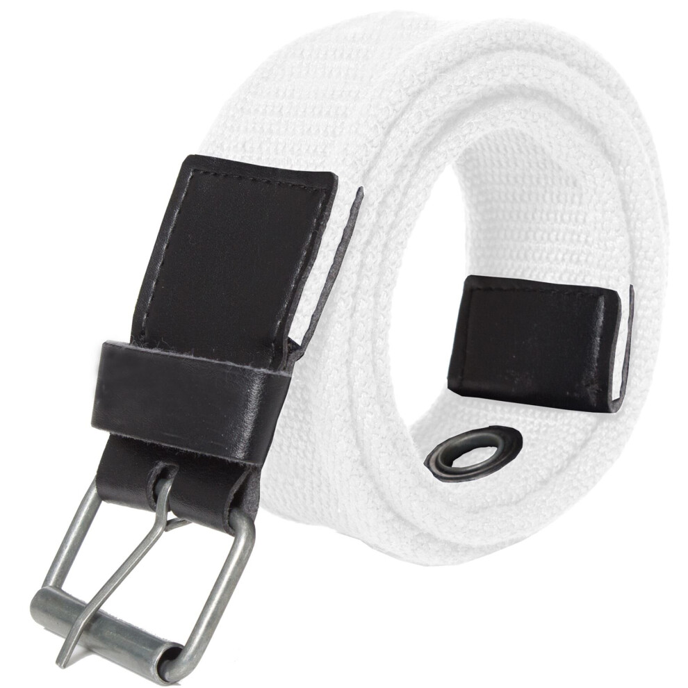 (White, XL) Kruze Mens Designer Canvas Belt For Jeans Big Tall King Sizes