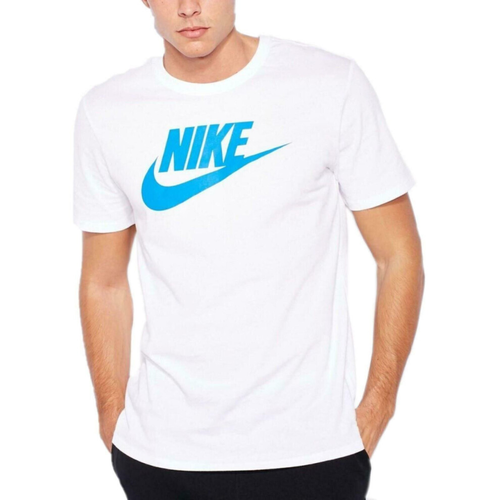 (Nike Mens T Shirt Futura Icon Gym Tee White M) Nike Mens T Shirt Futura Icon Cotton Sports Tee