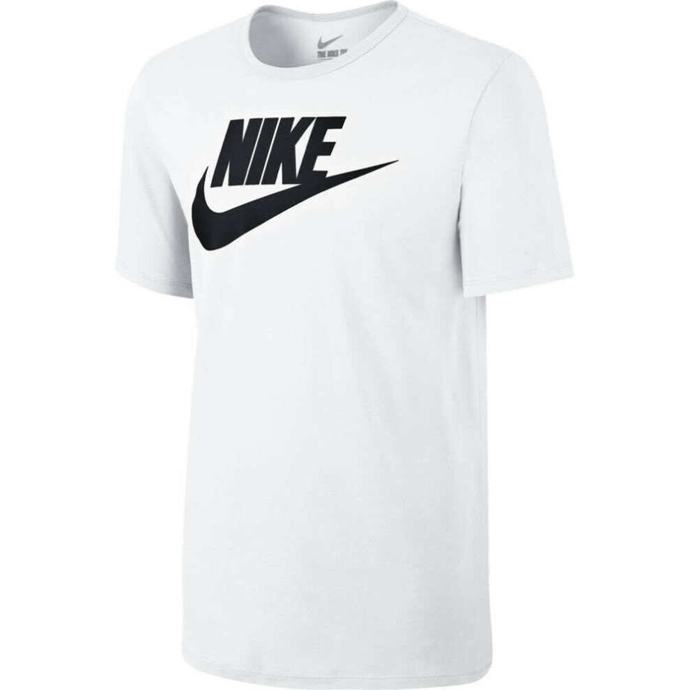 (White/Black, XL) Nike Mens T Shirt Futura Icon Cotton Sports Tee