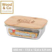 650ML Glass Food Storage Container with Air-Tight Bamboo Lid – Clear, Leak-Proof, Stain-Resistant, Easy-Clean