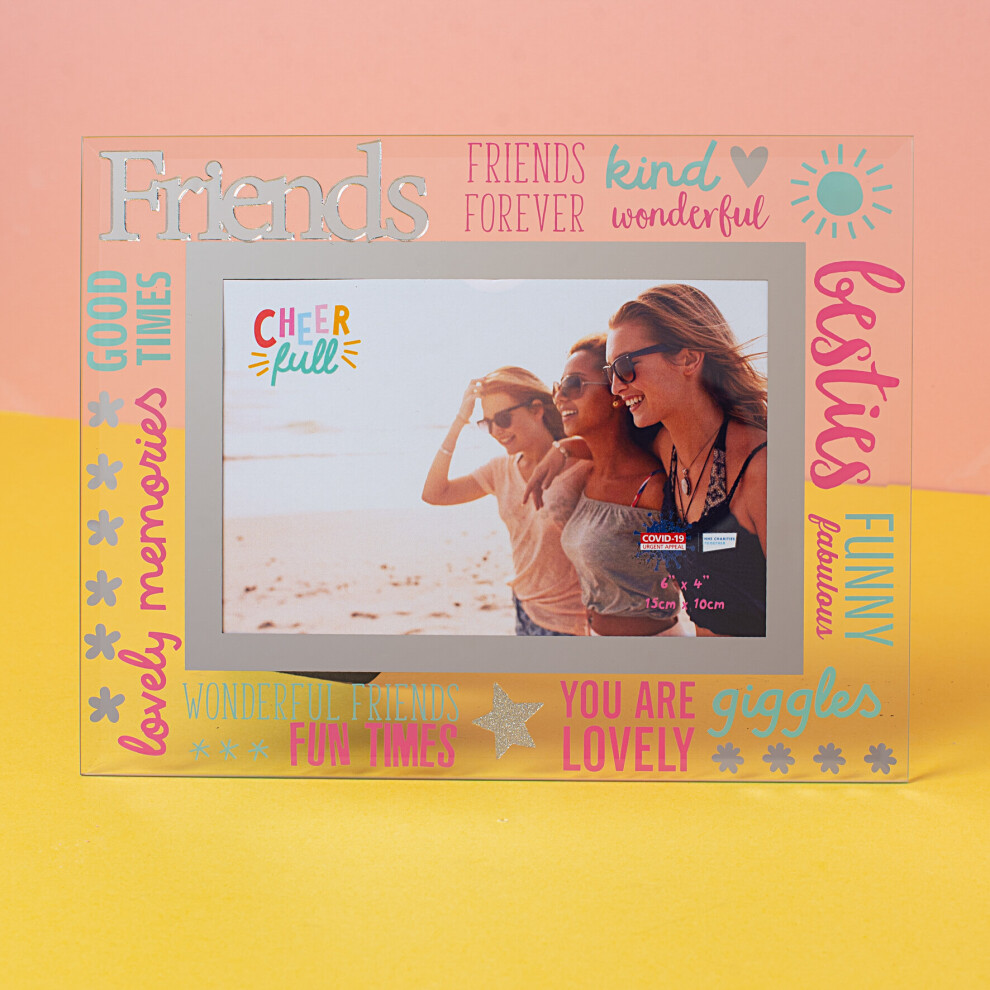 6" x 4" Cheerful Glass Photo Frame - Friends